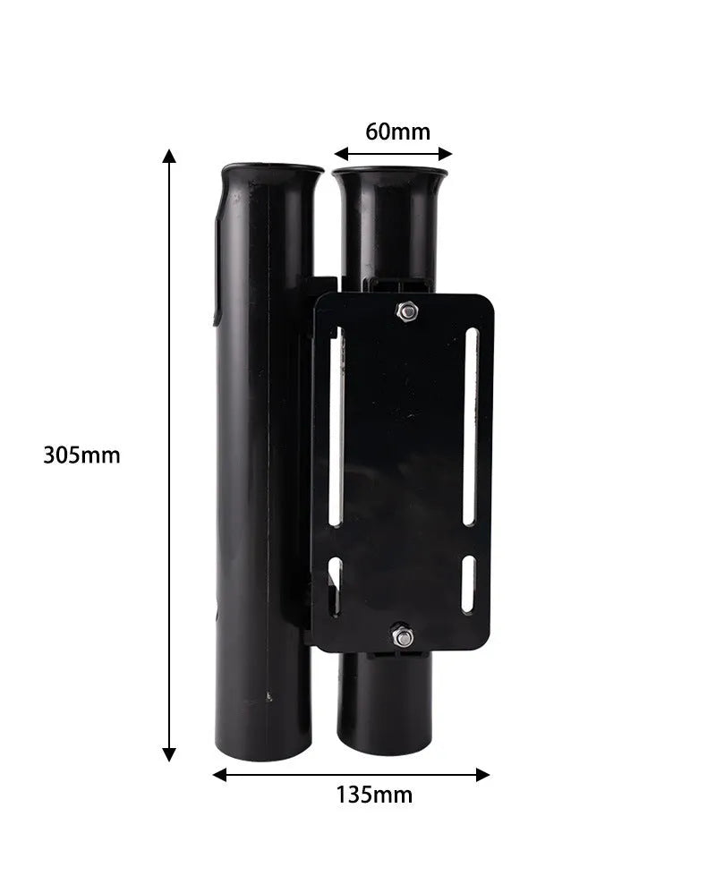 Plastic fishing rod rack with pipe clamp for motorcycle and bicycle mounting
