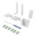 White ABS plastic wall-mounted hook holding a PlayStation game controller and headphones.