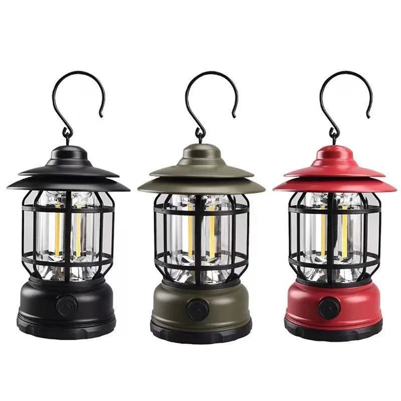 Portable camping head lamp lantern in black, dark green, or red colour options