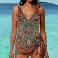 Floral suspender bikini set in nine colours, high-waist briefs with polyester lining, sizes S to 3XL