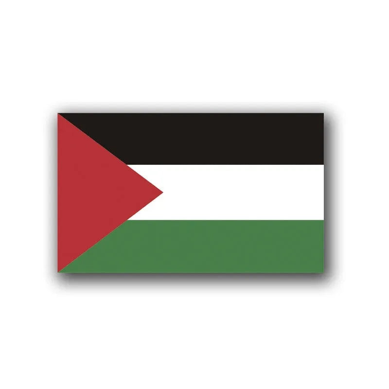 Palestinian flag car decal sticker showing three design options on vehicle window
