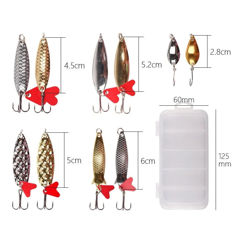 Sequin fishing lure set with metal sequins on box iron false bait in assorted colours