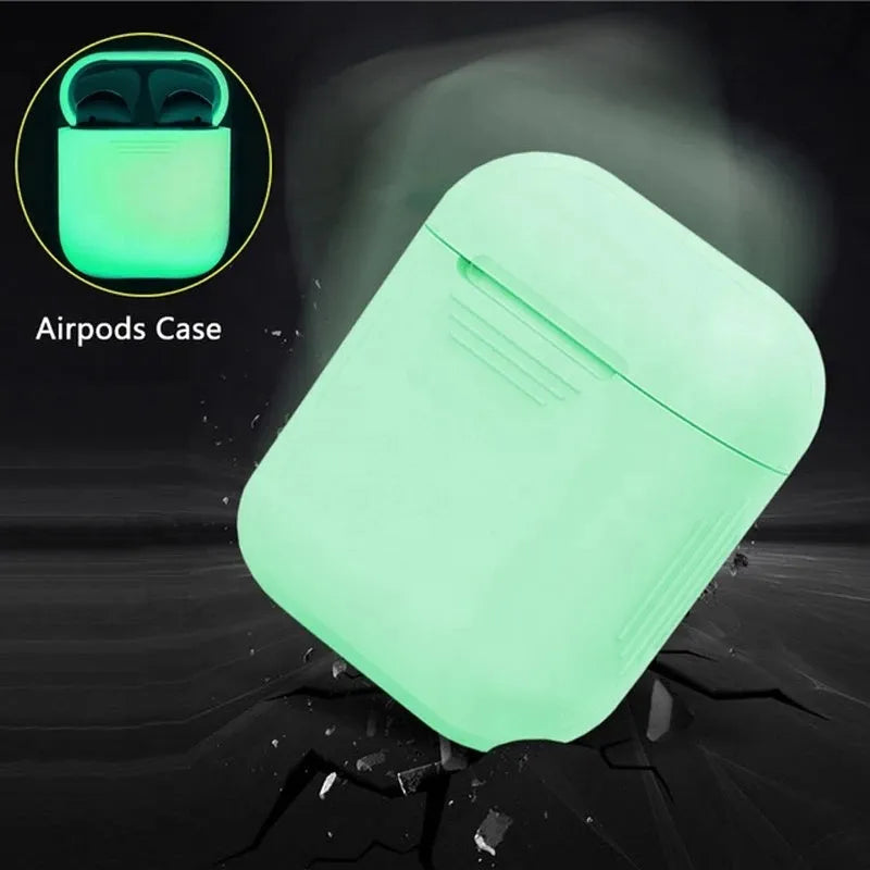 Luminous coloured silicone flip-top protective case for Apple AirPods wireless earphones