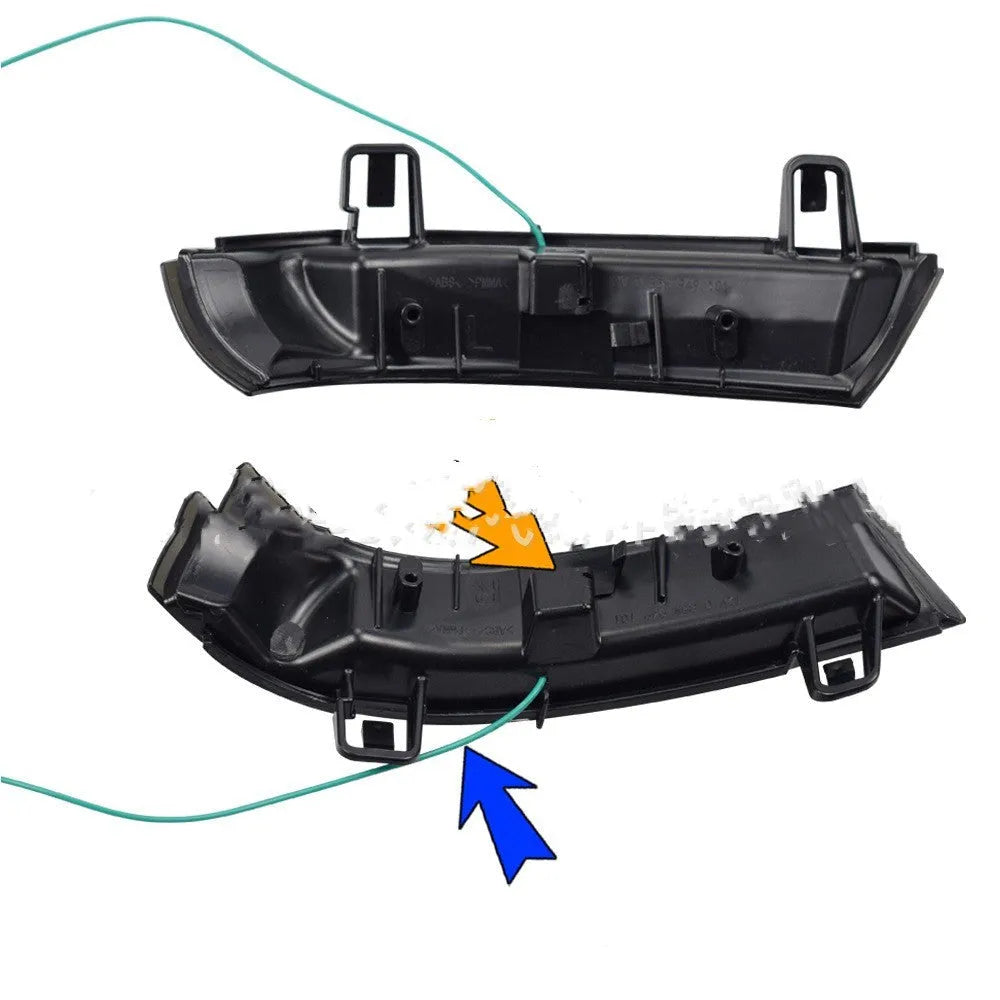 L-V-01 model running water turn signal light for Volkswagen Golf MK5, made from black ABS plastic.