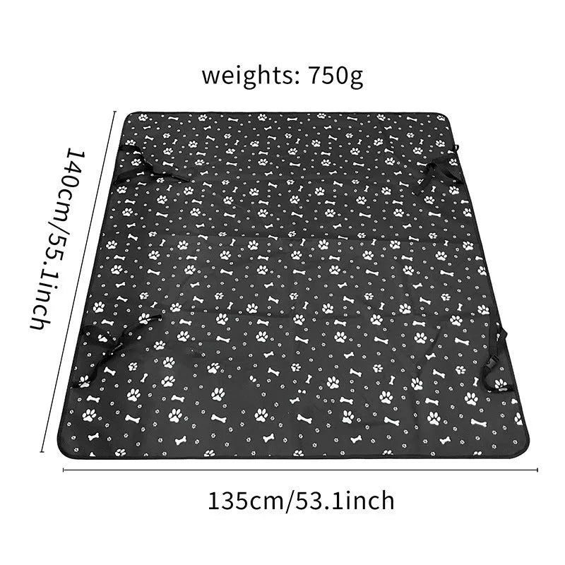 Water resistant cloth car pet mat for dogs in rear seat with dog bone print pattern