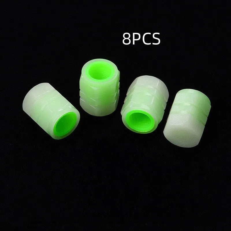 Rubber luminous valve caps for car tyres showing 16mm by 12mm dimensions