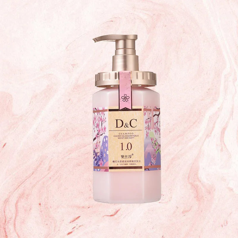 Sakura shampoo, hair mask conditioner, and shower gel set with 500ml bottles