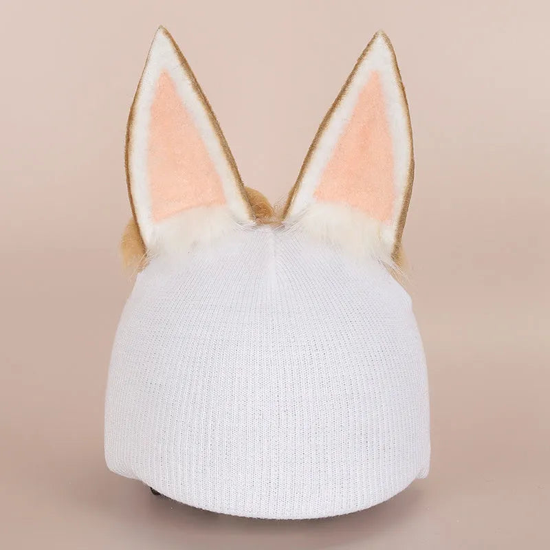 Cartoon-themed plush fabric helmet cover and ear decorations set for motorcycles and bicycles.