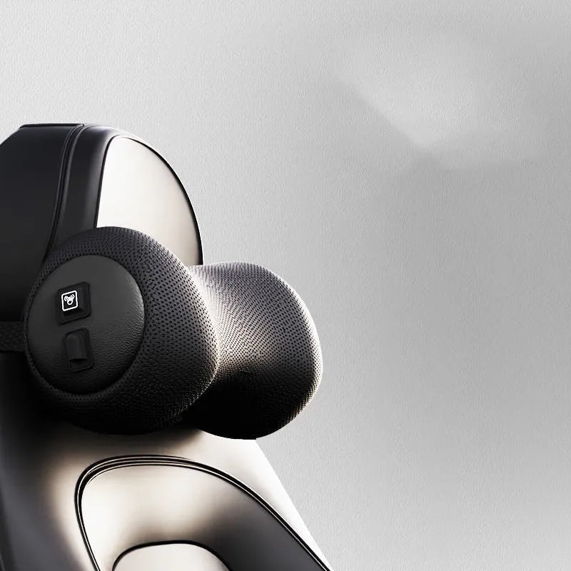 Memory cotton car seat massage cushion with electric vibration function for lumbar and headrest support.
