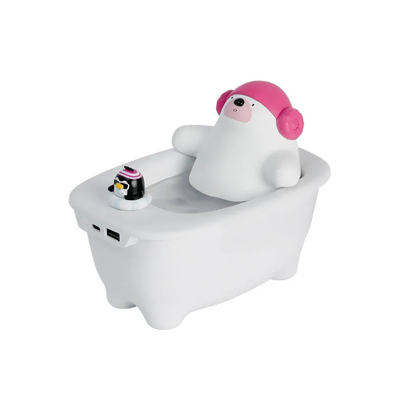 White USB-powered desktop air humidifier with water tank and mist output