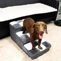 Luxury chessboard handmade dog stairs with storage in brown cotton grid pattern 50x38x15cm