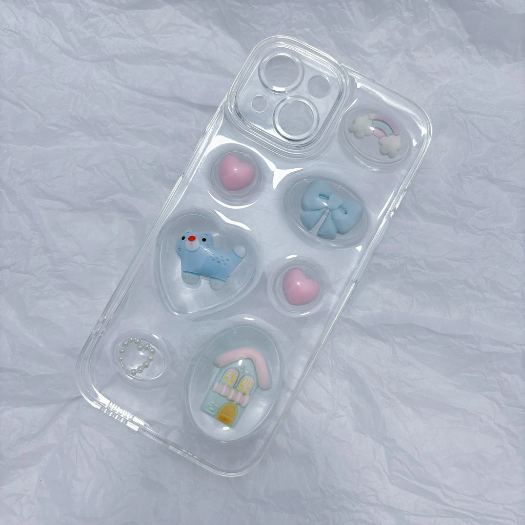 Soft drip glue cat phone case for Apple iPhone with 3D dropper design in same-style colour