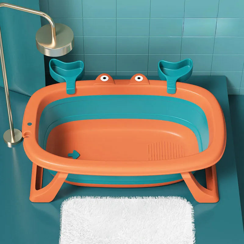 Foldable portable pet tub in Blue or Orange for small dogs and cats under 20 pounds