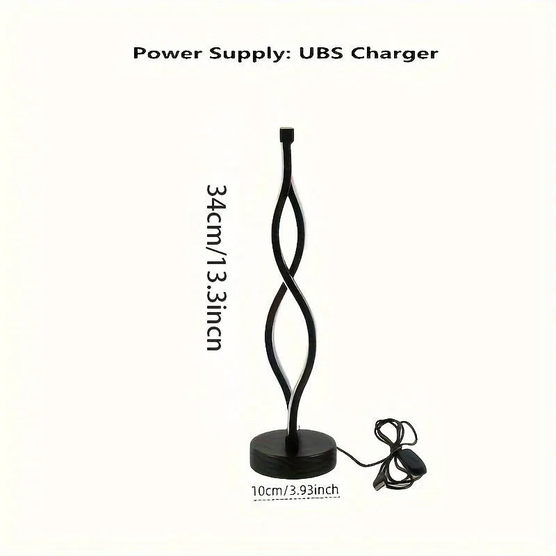 Black aluminium desk lamp with touch dimming buttons in blue and pink, showing three colour temperature modes