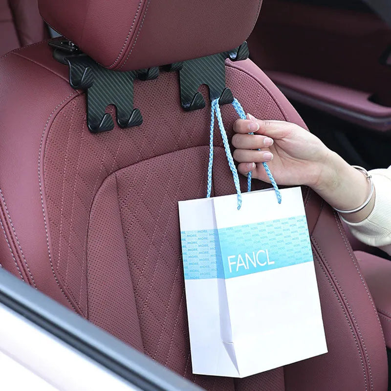 Black car multifunction hook and mobile phone holder bracket for rear seat installation