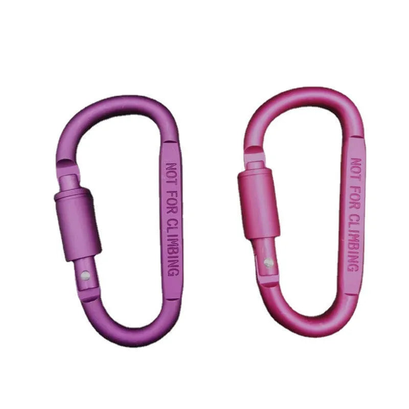 D-type aluminium carabiner with locking mechanism in multiple colour options