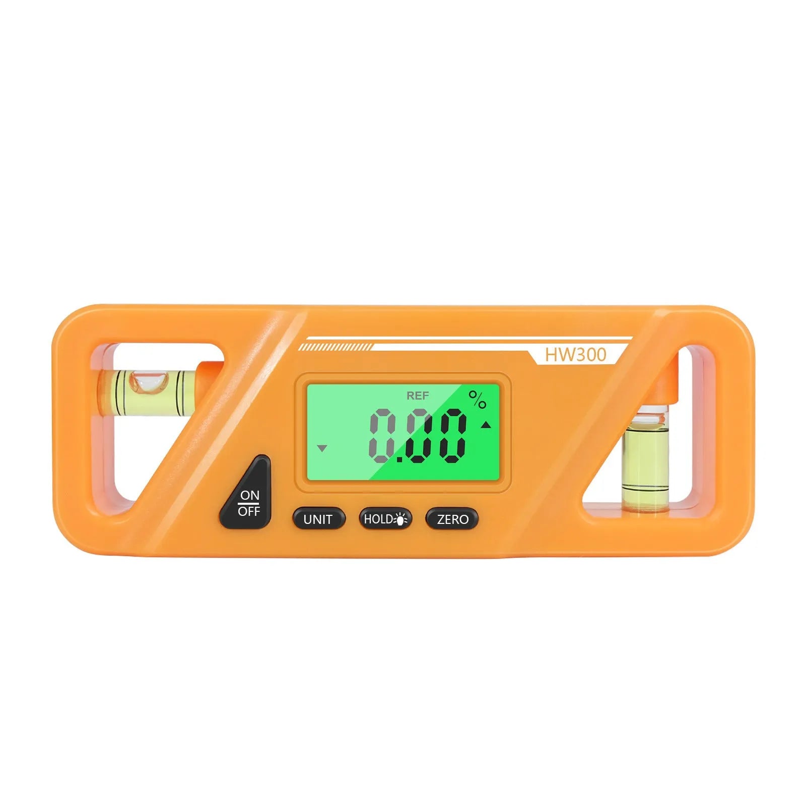 Black digital angle gauge with LCD screen and magnetic base, showing 45-degree reading.