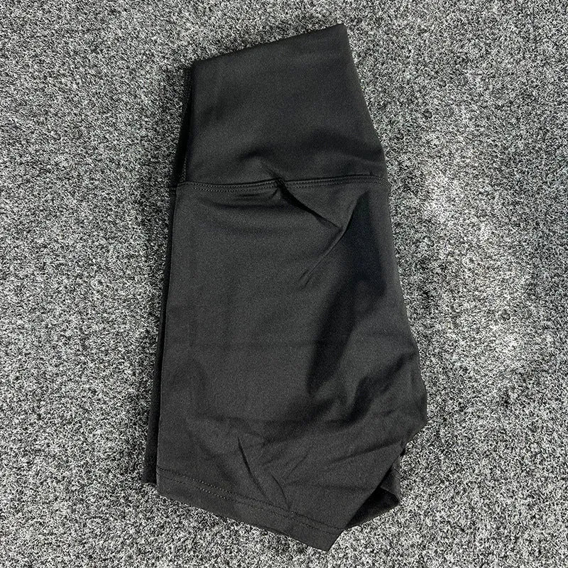Women's high-waisted nylon yoga shorts in various colours suitable for running, sports, and cycling