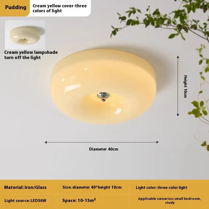 Cream coloured American style bedroom ceiling light fixture with three-colour lighting control