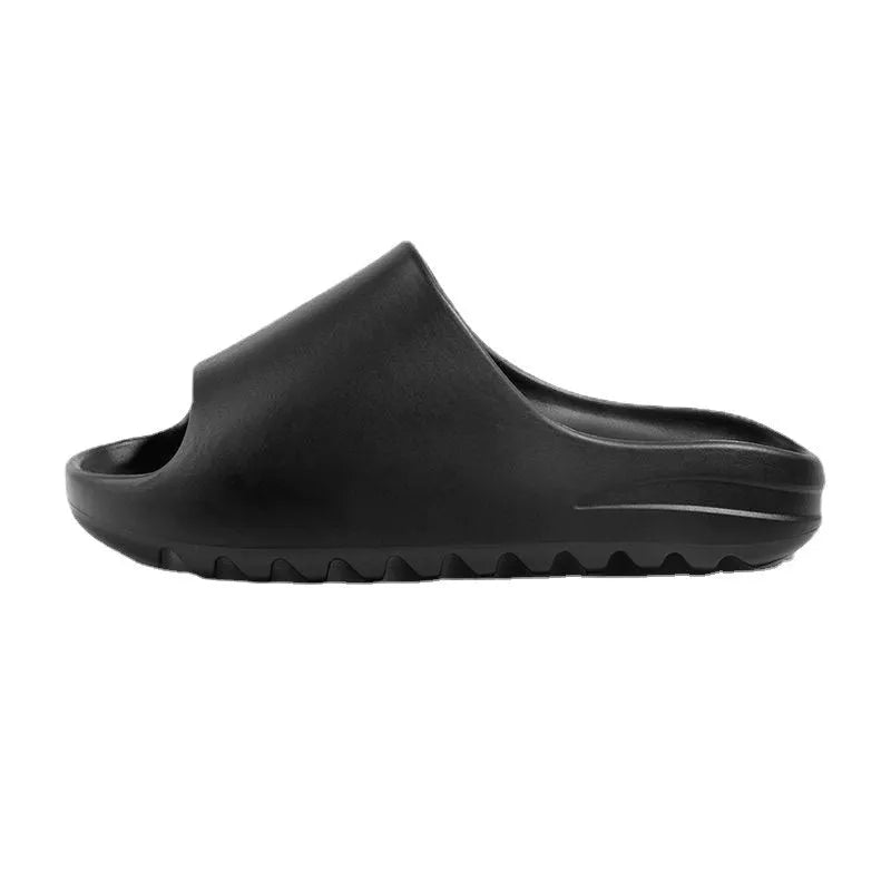 Women's thick bottom beach slippers in beige, black, brown, or green colours with EVA soles