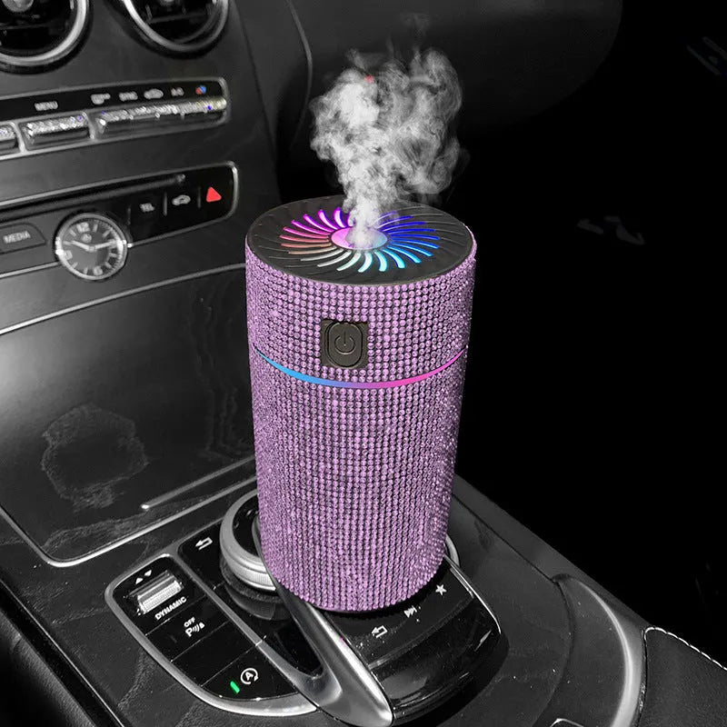 Car mounted air purification humidifier with diamond design in seven colour options