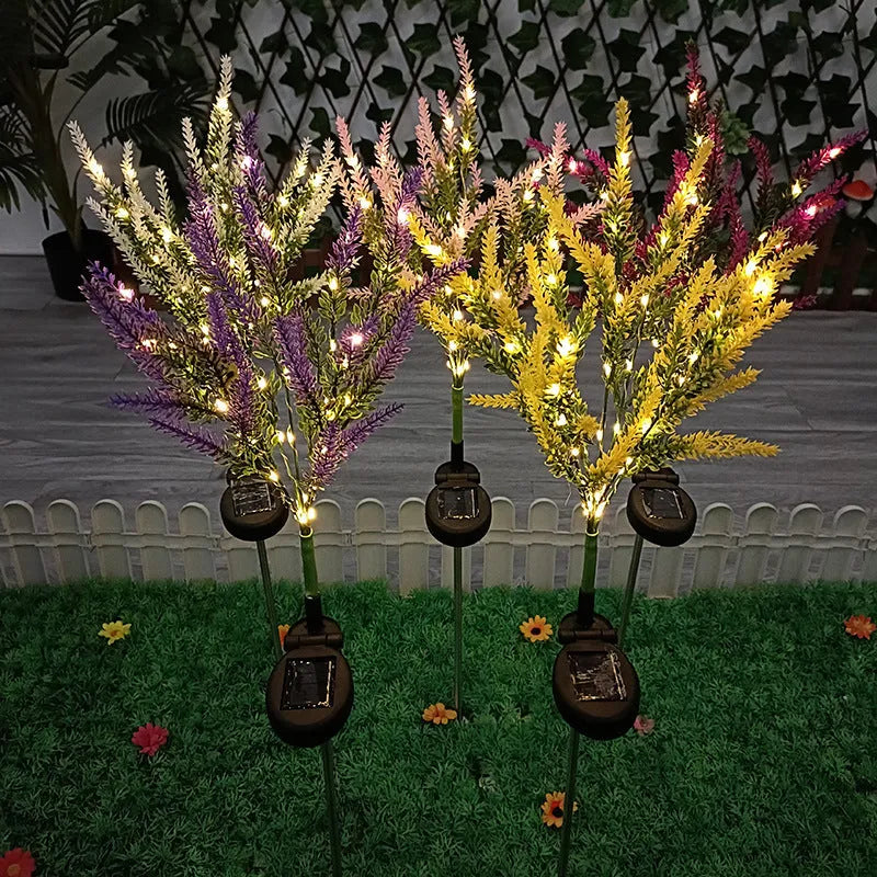 74cm tall solar-powered outdoor LED garden light with flower shape design in lavender colour options