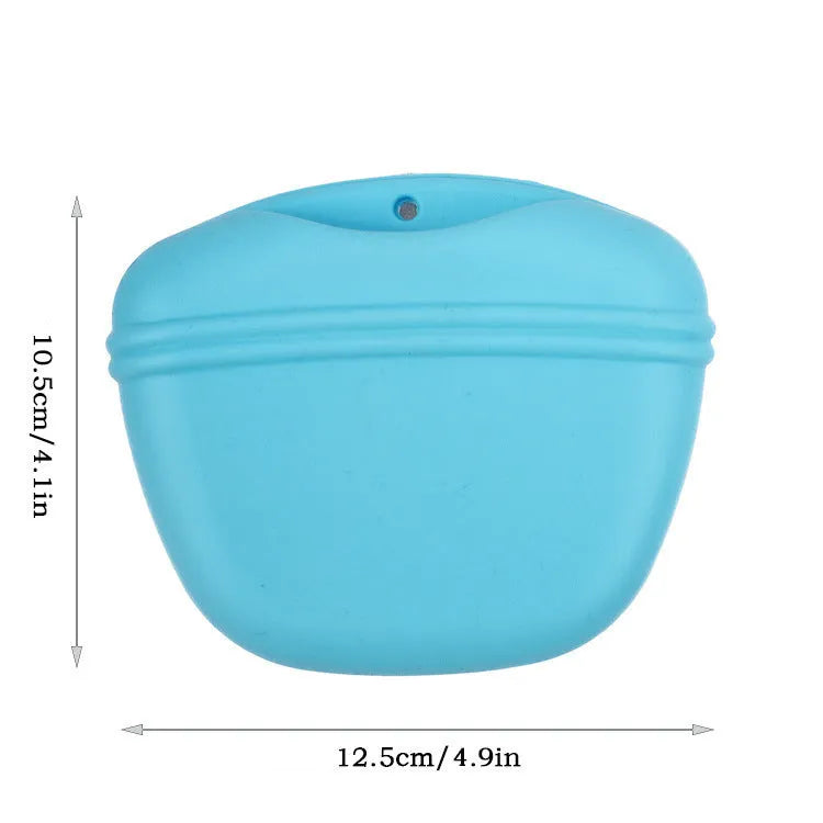 Silicone dog training treat waist bag with clip and magnetic closure in multiple colours