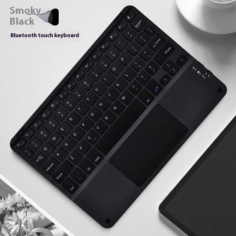 Square hat touch wireless Bluetooth keyboard in assorted colours on a desk.