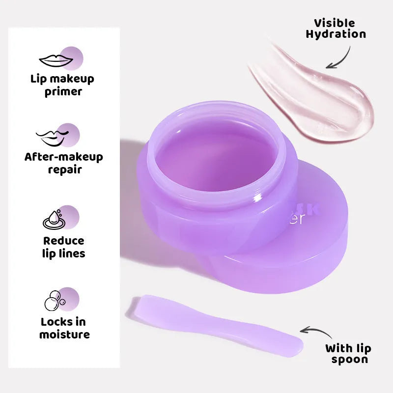 Lip balm exfoliating treatment mask with plastic scraper tool in box packaging