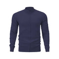 Cotton stand collar casual sports sweater with full-length zipper in loose fit