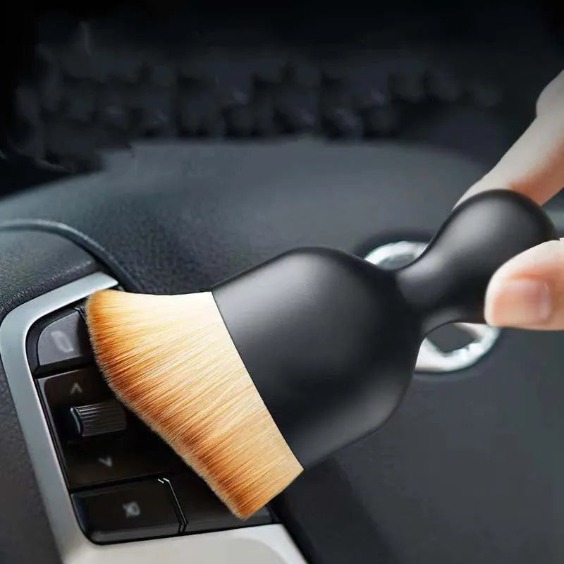 White soft PVC car interior cleaning brush for dusting dashboards and vents