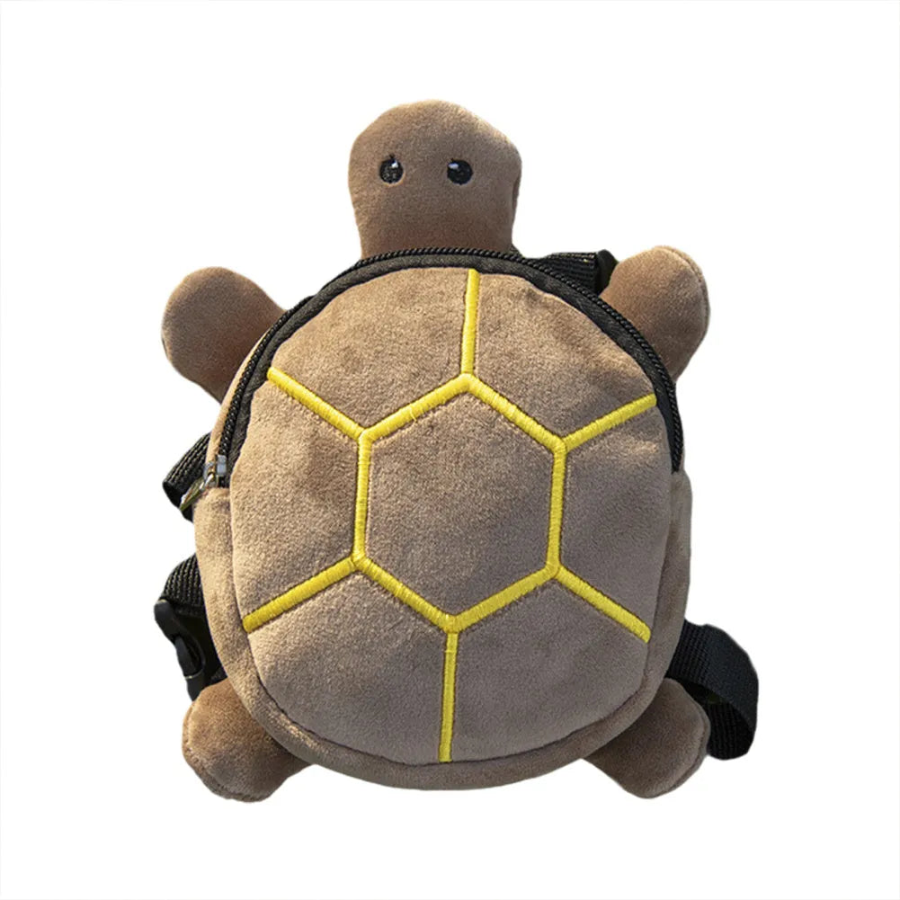 Cartoon turtle shape dog backpack harness vest in velvet with metal zipper closure