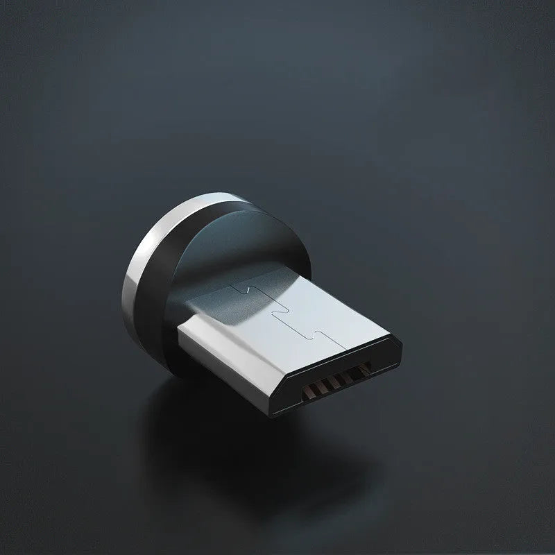 Gold magnetic phone charging cable with breathing light, showing detachable magnetic heads for Apple Lightning and TYPE-C connectors.