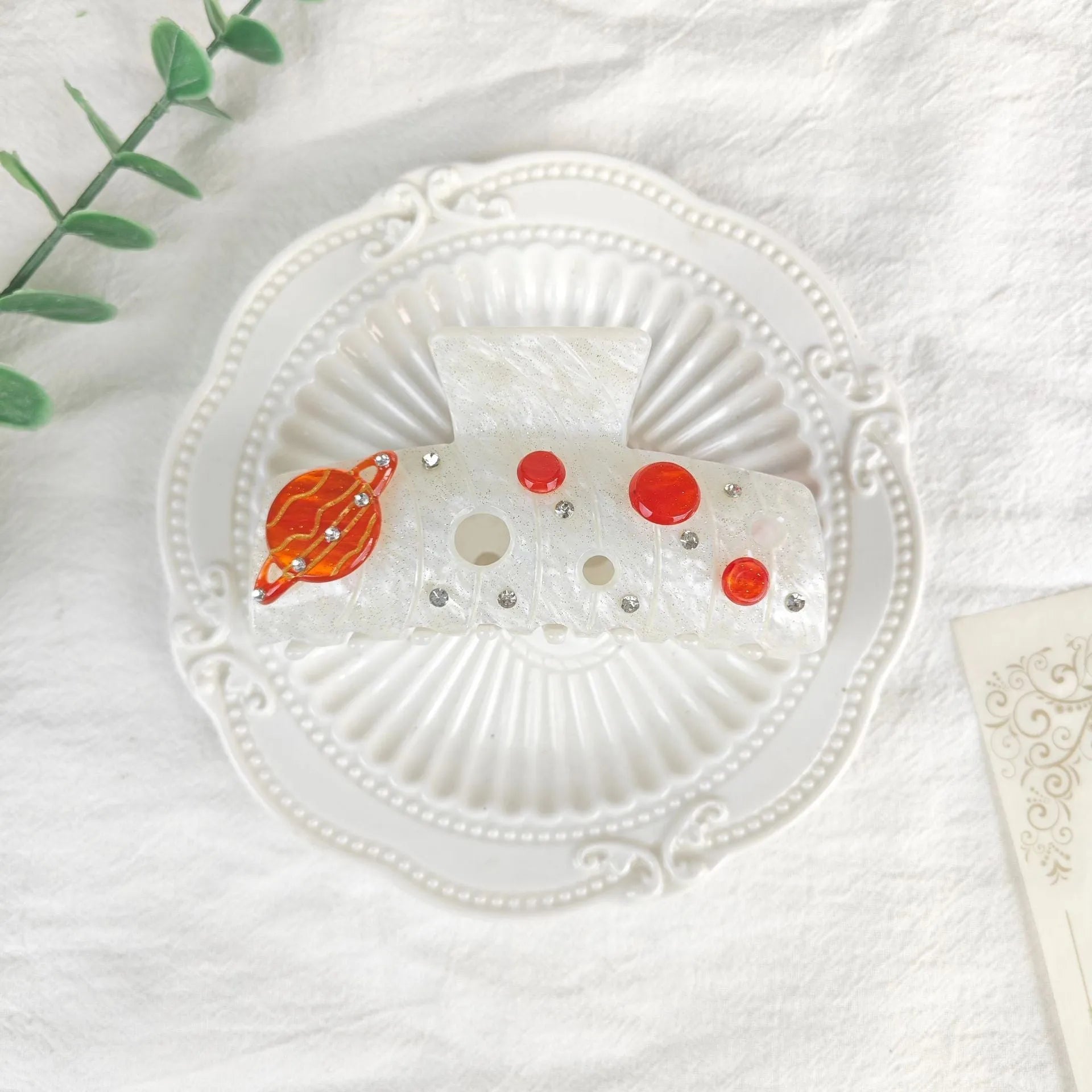 Oversized star moon barrette with minimalist starry sky design in various colour options