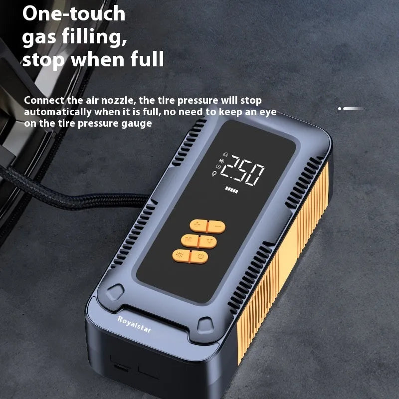 Automobile emergency start power source with air pump and lighting 185x87x60mm