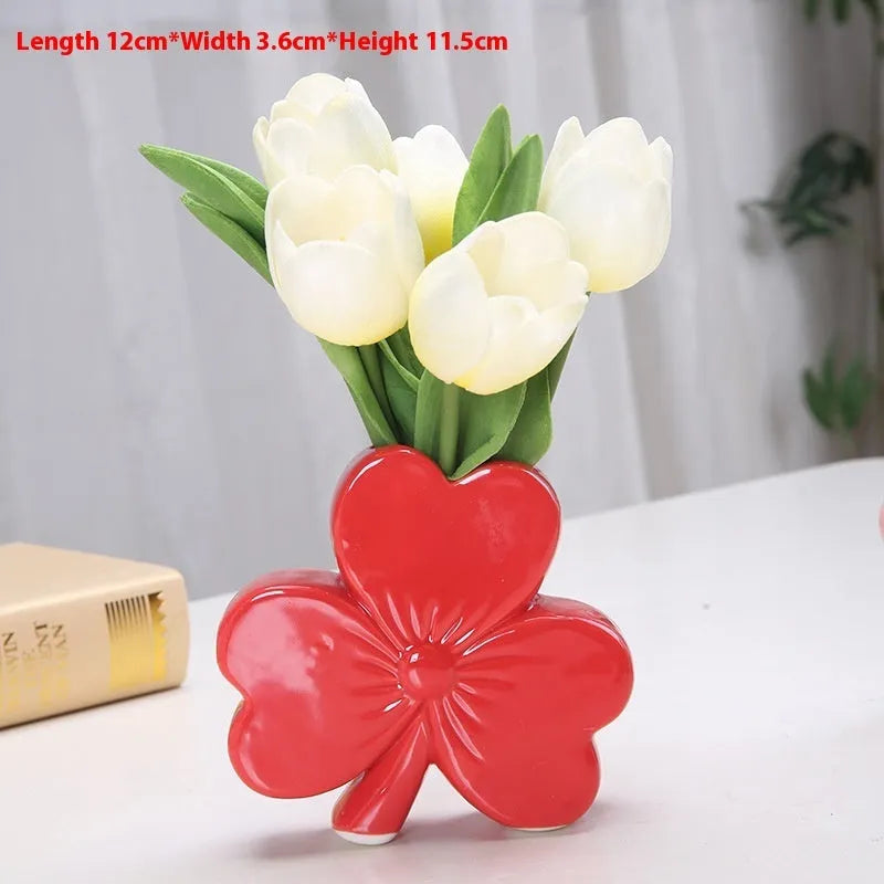 European style white porcelain ceramic desktop vase in light green colour
