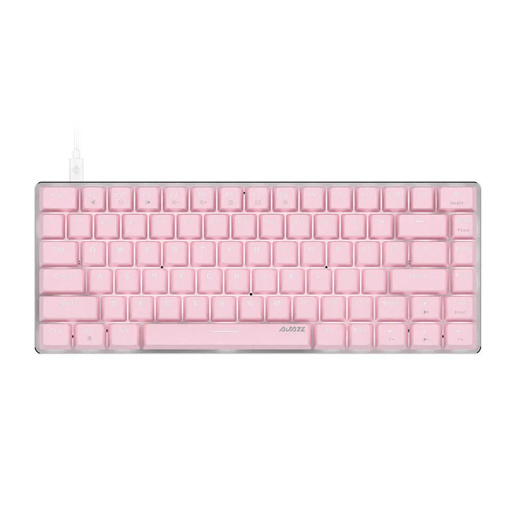 Pink 82-key mechanical keyboard with white backlight and metal construction