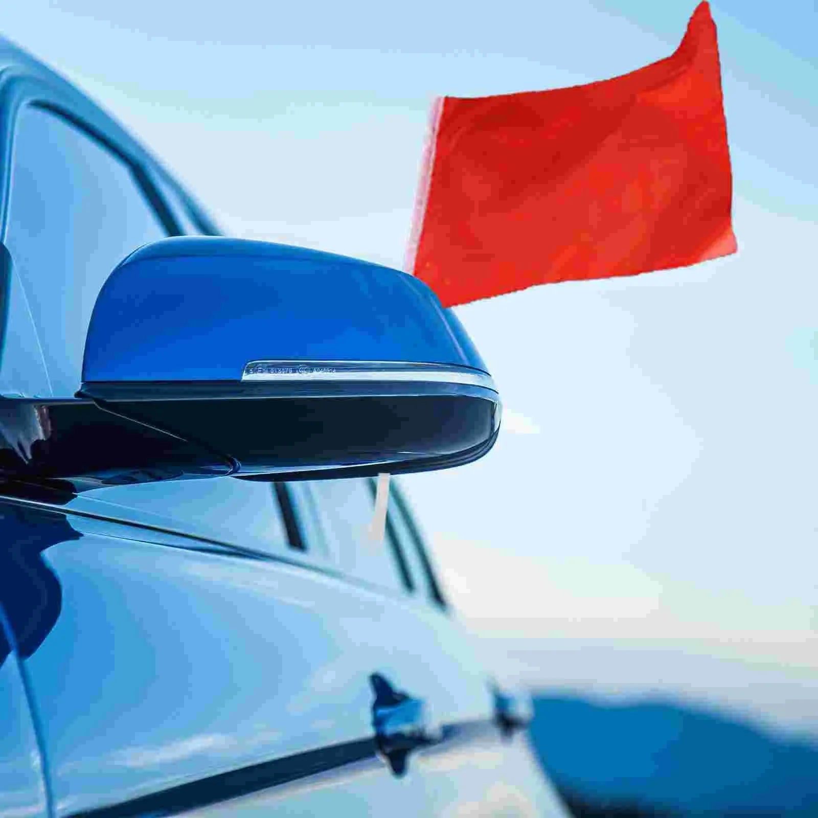 White PP plastic car window flag clips mounted on vehicle glass