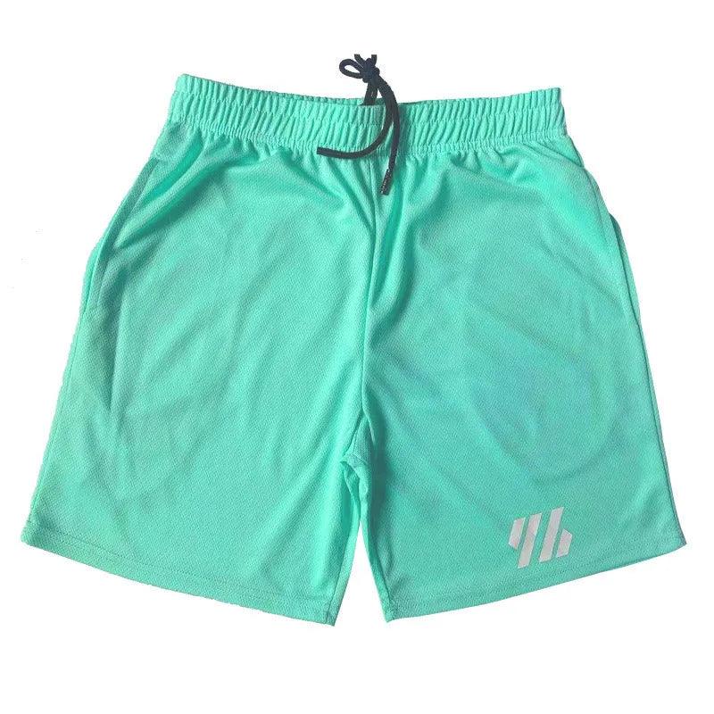 Loose fit metal silk fabric sports shorts in army green colour for summer running.