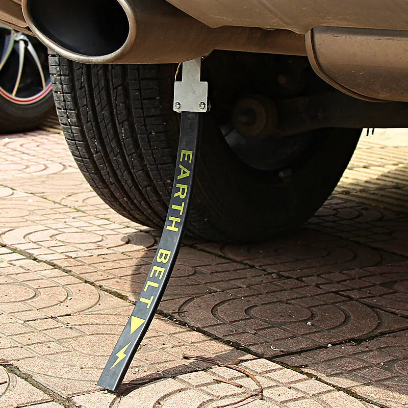 Black car electrostatic grounding chain, 370mm long, made of rubber with a copper wire conductor for vehicles.
