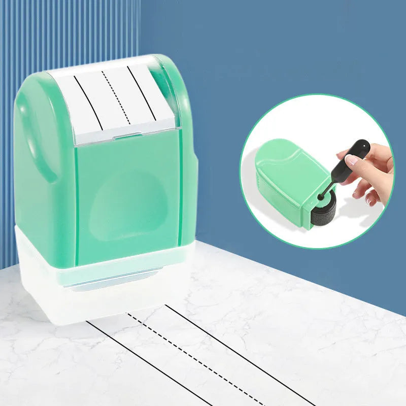 Rectangular plastic roller stamp for English line patterns in seven colours for teaching