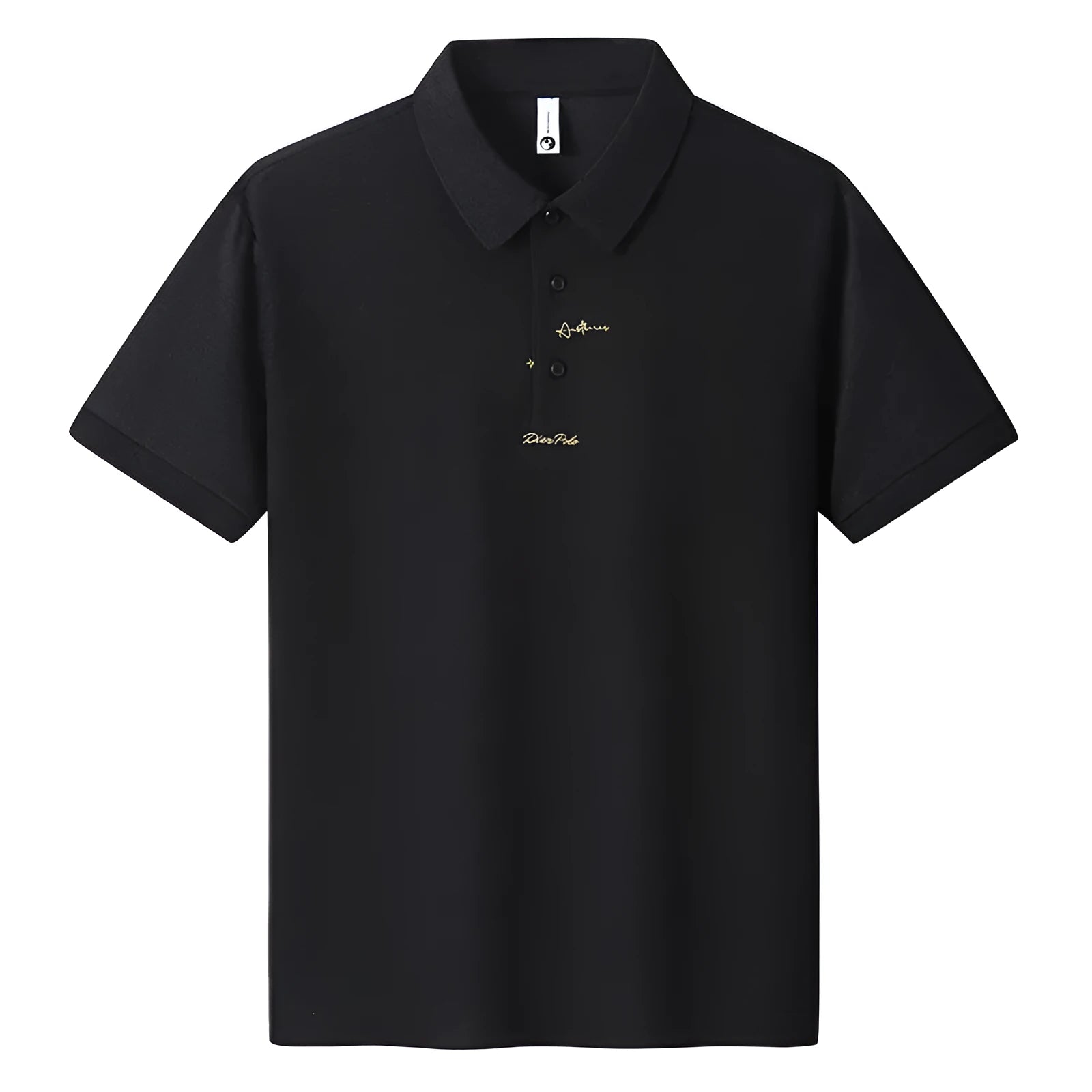 Men's loose-fit casual cotton T-shirt with a letter pattern, shown in one of six available colours.