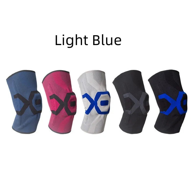 A pair of men's silicone knee pads for sports protection shown in a two-tone colour.