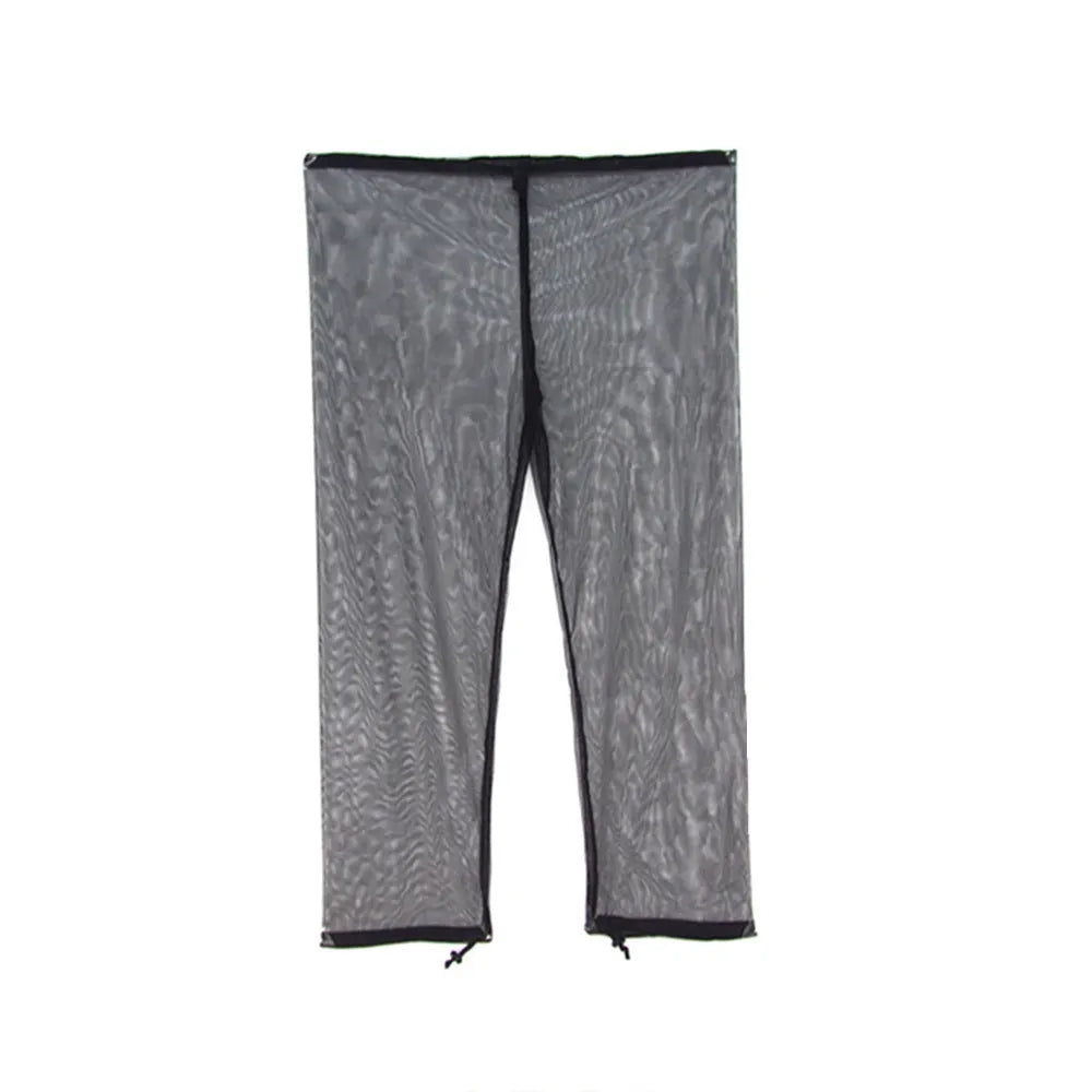 Full four-piece anti-mosquito suit set including hooded mesh top, pants, and protective booties for outdoor activities