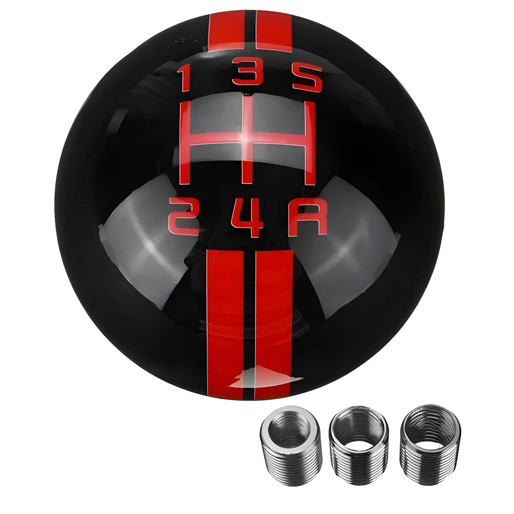 Black acrylic car gear knob for five-speed manual transmission with screw fitting accessories