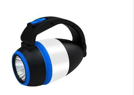 Black green multifunctional LED lamp in folded position showing USB charging port and adjustable head
