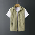 Men's hooded rabbit fur vest waistcoat in slim fit on a model.