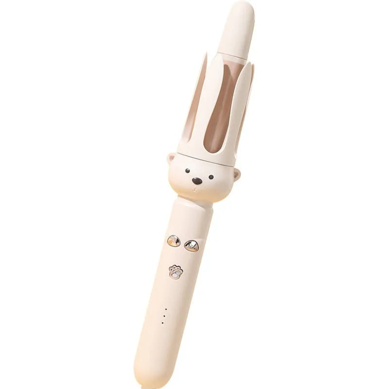 Beige anion automatic hair curler with negative ion technology and hair stick accessory for lazy curly hair styling