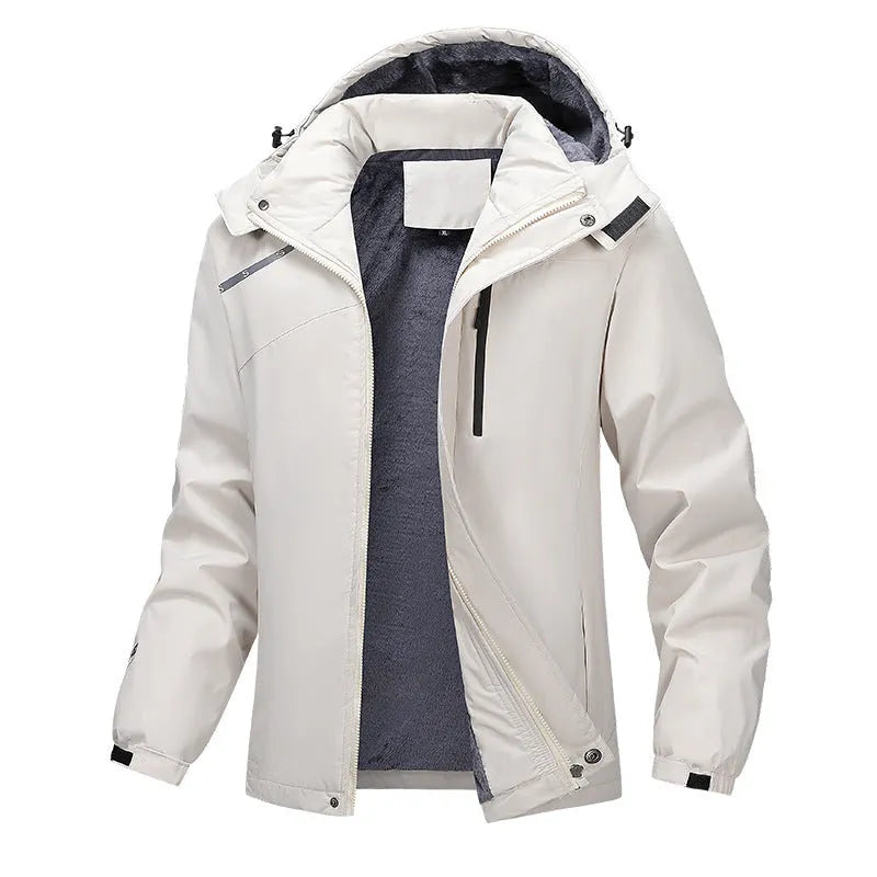 Men's plus size loose hooded coat in polyester, available in four colours and sizes L to 7XL