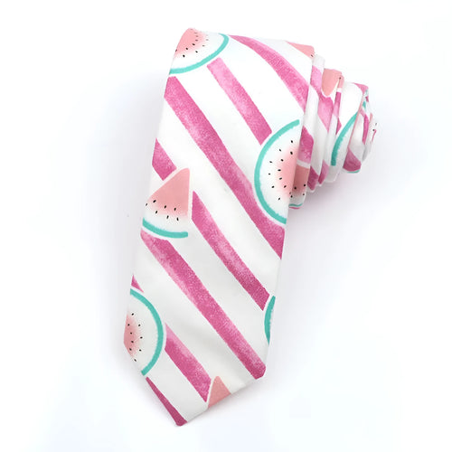Narrow Korean-style cotton bow tie with cartoon print in a selection of colours.